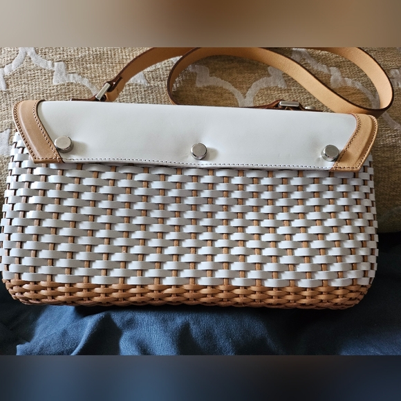 Falor Le Borse Unique Basket Weave Genuine Leather Shoulder Bag Made in Italy - Picture 2 of 4